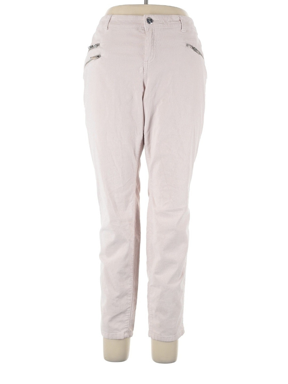 Style & Co. Corduroy Soft Pink Ankle Crop Trouser Pants Zipper Details Size 16